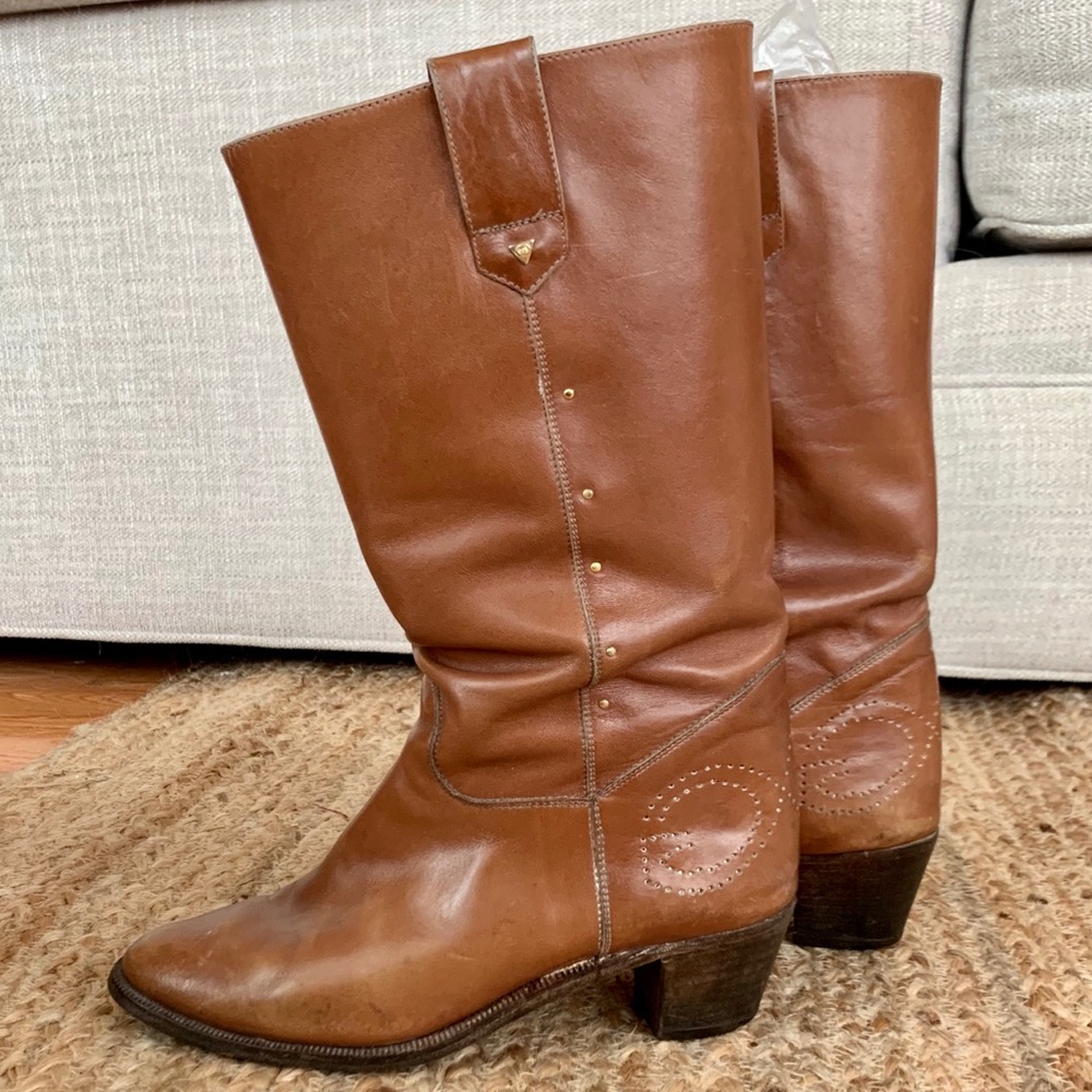 Vintage GUCCI Perforated Brown Boots Size 6.5